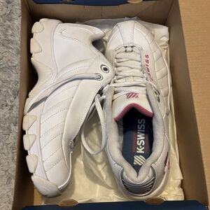 K-Swiss White Sneakers with Pink Details 8 Worn Once